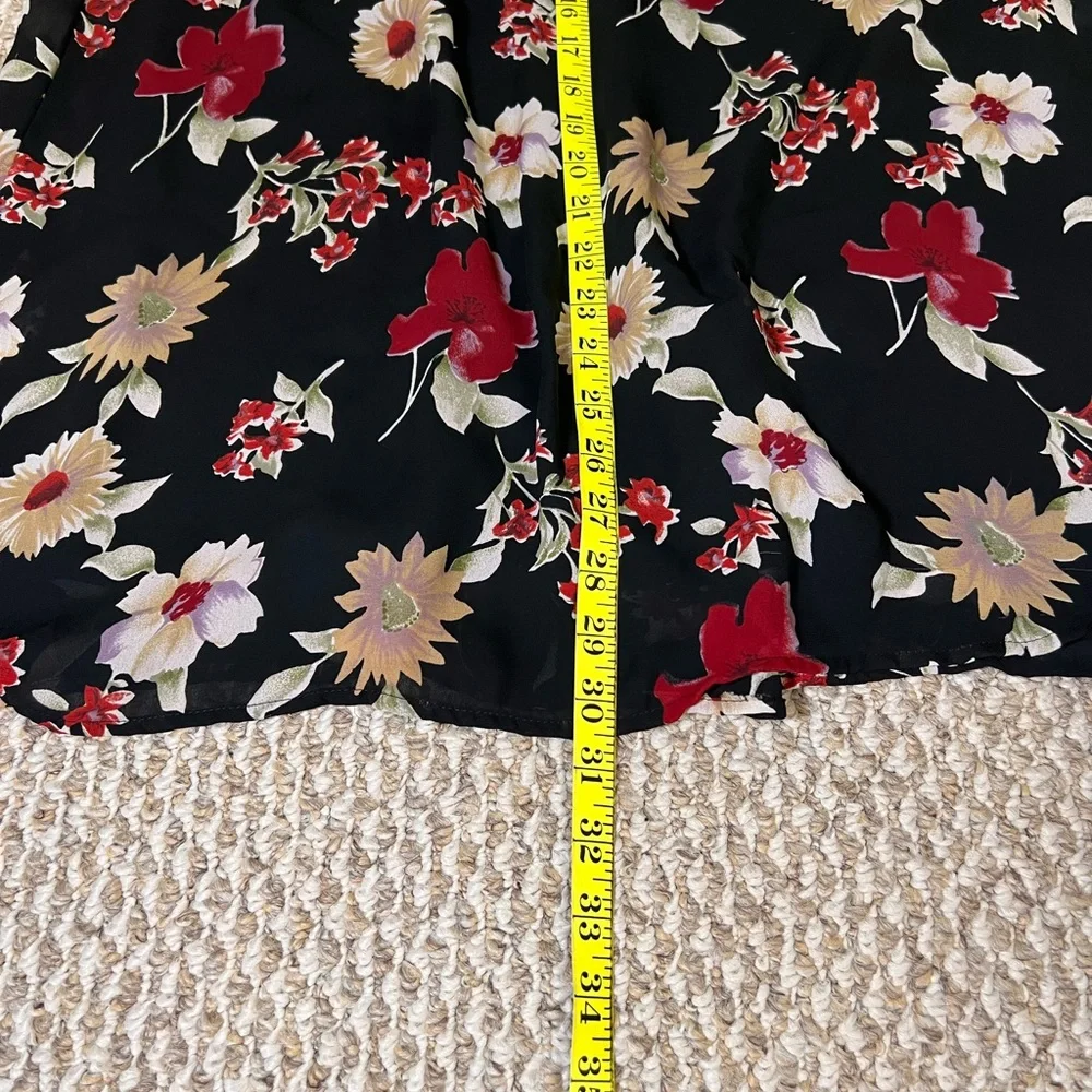 Petite Sophisticate Black Floral Midi Skirt Size 2 Goth Cottagecore Whimsigoth - Picture 4 of 15